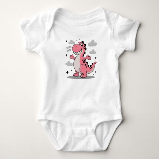 Hallo dude kids roze dinosaurus T-shirt (Voorkant)