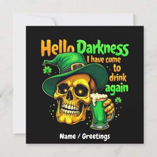 Hallo Duisternis, ik ben weer met U komen Drinken Kaart (Voorkant)