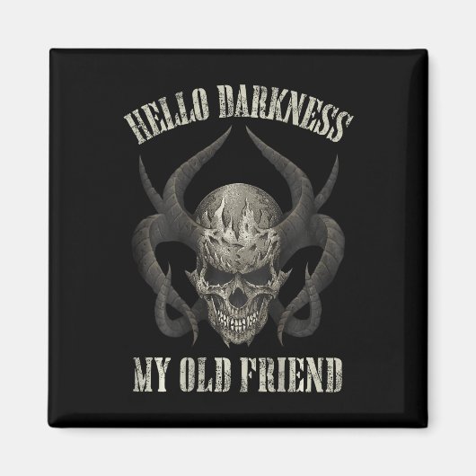 hallo duisternis mijn oude vriend demon skull horn magneet (Voorkant)
