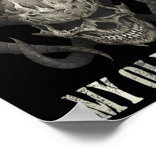 hallo duisternis mijn oude vriend Demon Skull Horn Poster (Hoek)