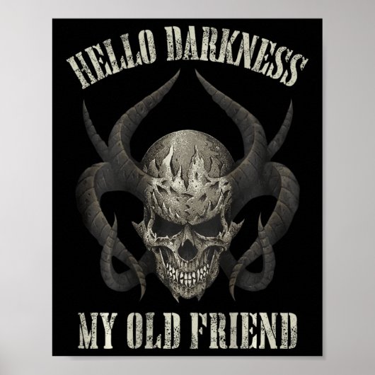 hallo duisternis mijn oude vriend Demon Skull Horn Poster (Voorkant)