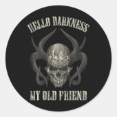 hallo duisternis mijn oude vriend Demon Skull Horn Ronde Sticker (Voorkant)