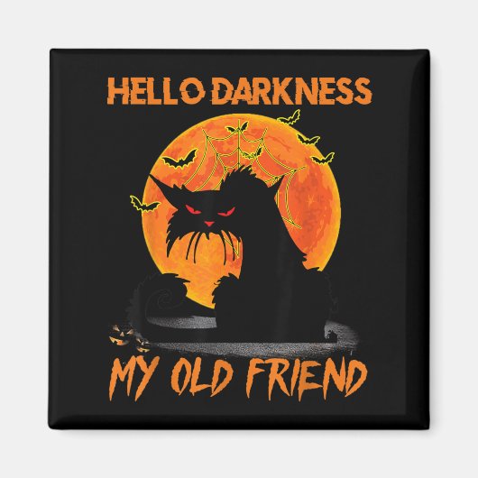 Hallo Duisternis Mijn Oude Vriend Halloween Zwarte Magneet (Voorkant)