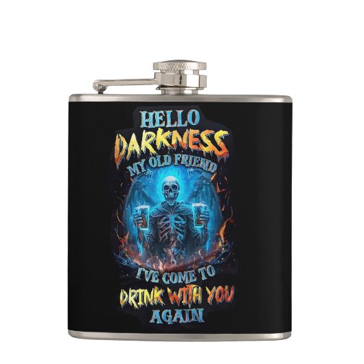 hallo duisternis mijn oude vriend heupfles (Voorkant)