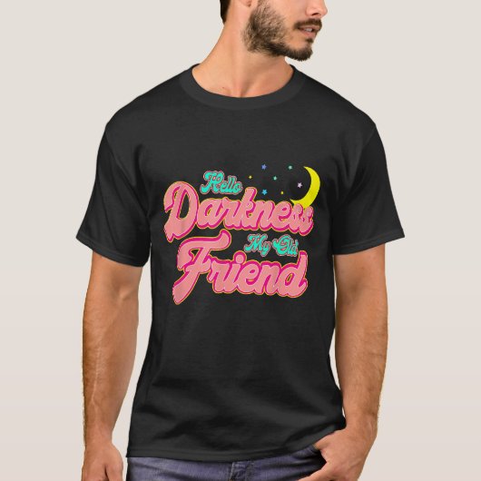 hallo duisternis mijn oude vriend Retro Funny Moon T-shirt (Voorkant)