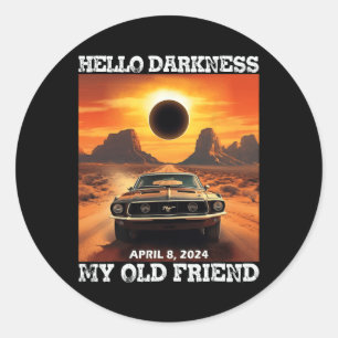Hallo Duisternis Mijn oude vriend Zonsverduisterin Ronde Sticker