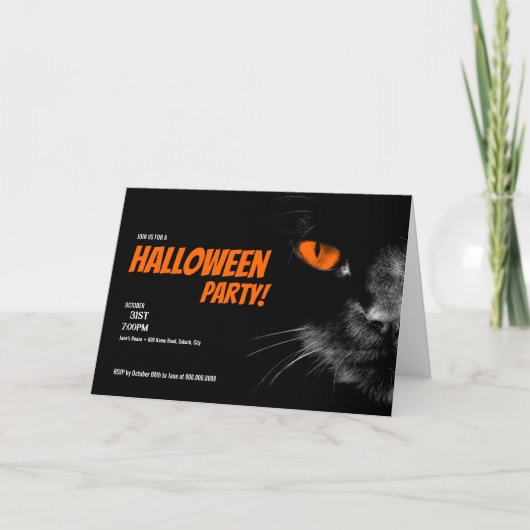 Hallo Duisternis Oranje Ogen Halloween Feest Kaart (Voorkant)