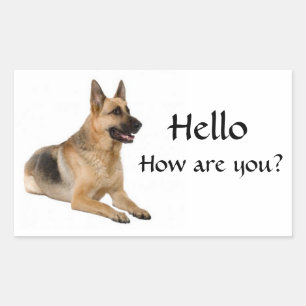 Hallo Duitse Herdershond Puppies Hond Begroetingss Rechthoekige Sticker