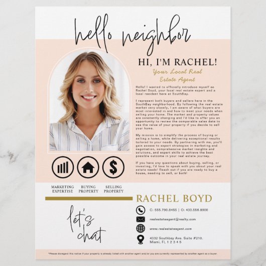 Hallo E-mail: Introductiebrief buurmakelaar Flyer (Voorkant)