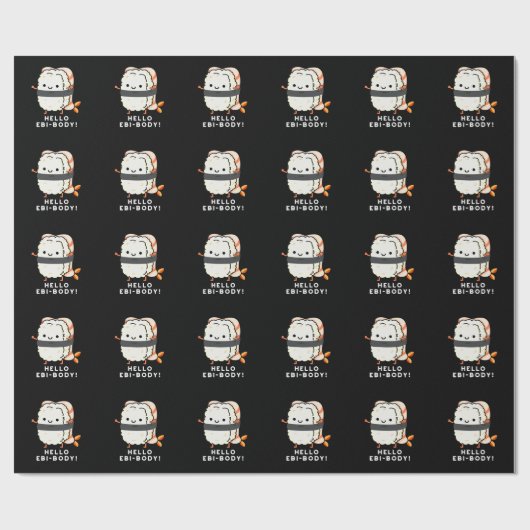 hallo Ebi-body Funny Ebi Sushi Pun Dark BG Cadeaupapier (Vlak)