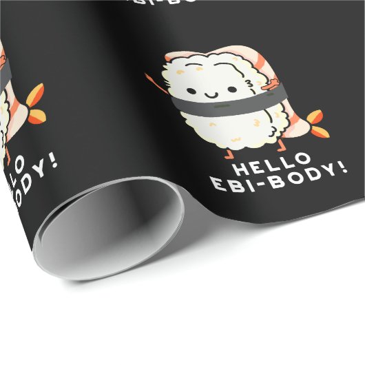 hallo Ebi-body Funny Ebi Sushi Pun Dark BG Cadeaupapier (Rol Hoek)