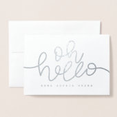 Hallo echte vogel-geboorte-aankondiging (perziken) folie kaarten (Voorkant met envelop)