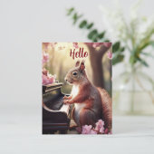Hallo Eekhoorn Leuk Dier Piano Spelen Briefkaart (Staand voorkant)