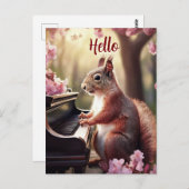 Hallo Eekhoorn Leuk Dier Piano Spelen Briefkaart (Voorkant / Achterkant)