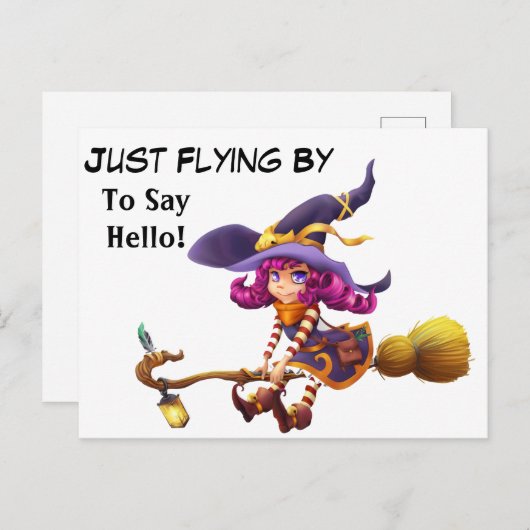 Hallo Een hekserige begroeting Briefkaart (Voorkant / Achterkant)