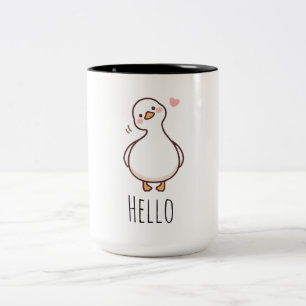 Hallo Eendmok Cute Minimalistische Eend Koffieko Tweekleurige Koffiemok
