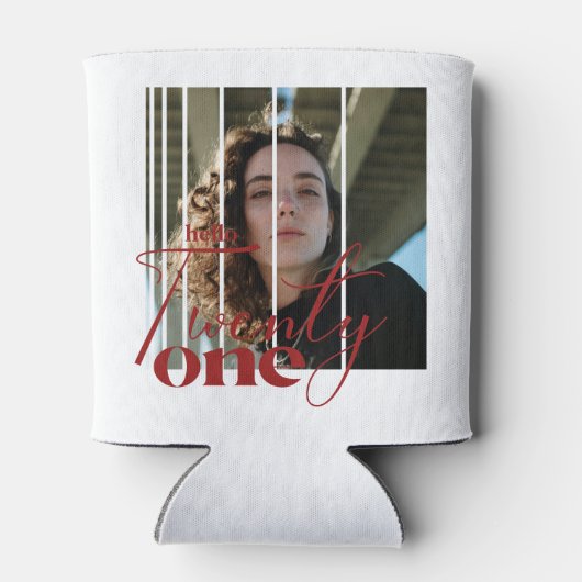 Hallo Eenentwintig moderne 21ste verjaardag Blikjeskoeler (Achterkant)