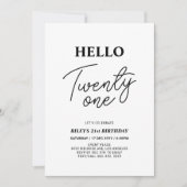 Hallo Eenentwintig Zwart & Wit 21ste Verjaardagsfe Kaart (Voorkant)