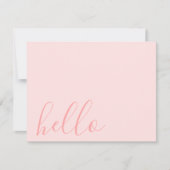 Hallo Eenvoudig Elegant Blush Pastel Roze " Notitiekaartje (Voorkant)