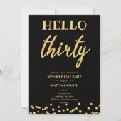 Hallo Eenvoudig Goud Glitter "Thirty" Verjaardagsf Kaart (Voorkant)