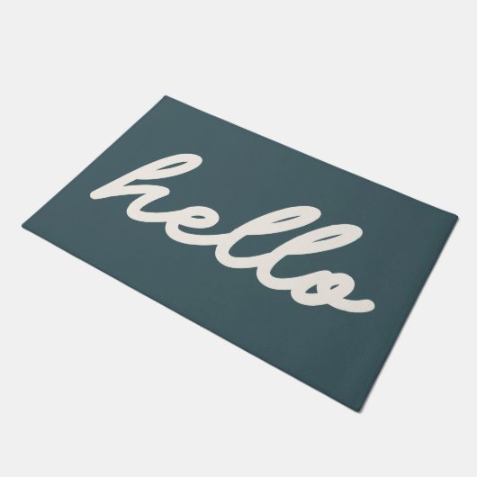 hallo Eenvoudig Minimalistisch Manuscript Blauwgro Deurmat (Schuin)