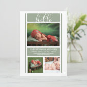 hallo Eenvoudig minimalistische Sage Green Baby Bo Aankondiging (Staand voorkant)