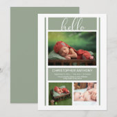 hallo Eenvoudig minimalistische Sage Green Baby Bo Aankondiging (Voorkant / Achterkant)