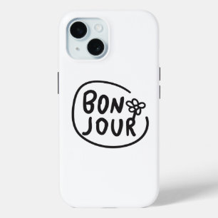 Hallo Eenvoudig Modern Bloemig Frans Groet iPhone 15 Case