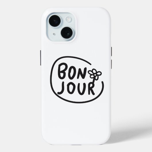 Hallo Eenvoudig Modern Bloemig Frans Groet Case-Mate iPhone Case (Achterkant)