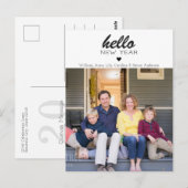 Hallo Eenvoudig Modern - Happy New Year Heart Foto Briefkaart (Voorkant / Achterkant)