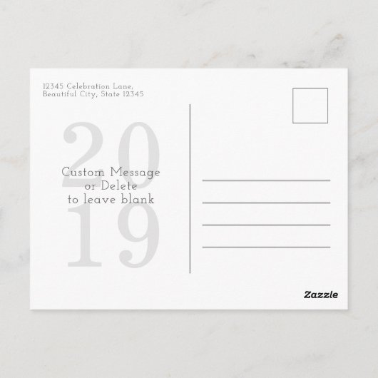 Hallo Eenvoudig Modern - Happy New Year Heart Foto Briefkaart (Achterkant)