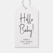Hallo Eenvoudig modern neutraal? Baby! Baby Shower Cadeaulabel (Voorkant)