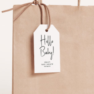Hallo Eenvoudig modern neutraal? Baby! Baby Shower Cadeaulabel