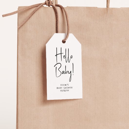 Hallo Eenvoudig modern neutraal? Baby! Baby Shower Cadeaulabel