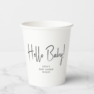 Hallo Eenvoudig modern neutraal? Baby! Baby Shower Papieren Bekers