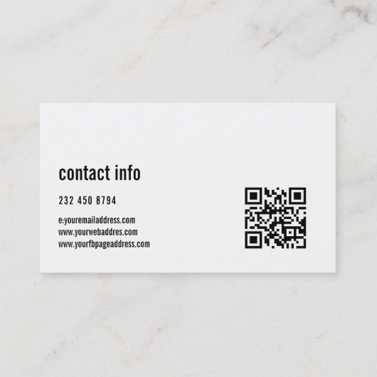 Hallo Eenvoudig Modern Wit en Zwart Visitekaartje (Achterkant)