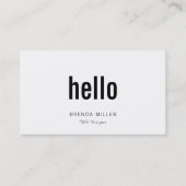 Hallo Eenvoudig Modern Wit en Zwart Visitekaartje (Voorkant)