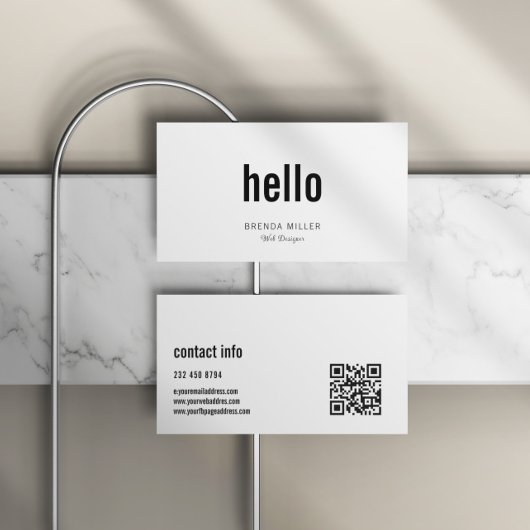 Hallo Eenvoudig Modern Wit en Zwart Visitekaartje