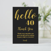 Hallo Eenvoudig zwart en goud Bedankkaart (Staand voorkant)