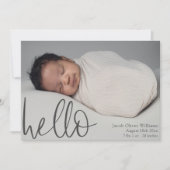 Hallo Eenvoudige Baby Foto aankondiging (Voorkant)