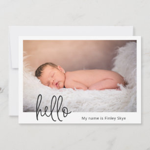 hallo Eenvoudige Baby Foto Modern Birth Aankondiging