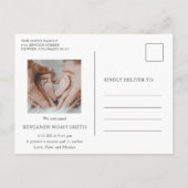 hallo Eenvoudige Baby Foto Modern Birth Aankondigingskaart (Achterkant)