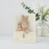 hallo Eenvoudige Baby Foto Modern Birth Aankondigingskaart (Staand voorkant)