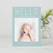 hallo Eenvoudige blauwe, moderne multi-fotogeboort Aankondiging (Staand voorkant)