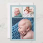 hallo Eenvoudige blauwe, moderne multi-fotogeboort Aankondiging (Achterkant)