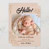 hallo Eenvoudige geboorteaankondiging Aankondiging (Voorkant / Achterkant)