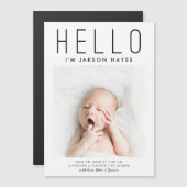 HALLO Eenvoudige Geboorteaankondiging Magnetische  Magnetische Uitnodiging (Voorkant / Achterkant)