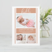 hallo eenvoudige minimalistische Baby Terracotta Aankondiging (Staand voorkant)