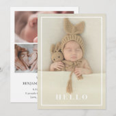 hallo Eenvoudige moderne Baby Fotogeboorte Aankondiging (Voorkant / Achterkant)