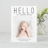 hallo Eenvoudige moderne fotogeboorte Aankondiging (Staand voorkant)